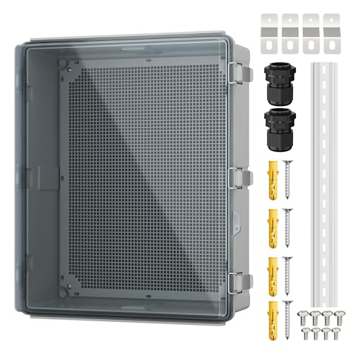 Joinfworld Outdoor Cable Box Enclosure 19.7x15.7x7.9 Waterproof Junction Box Outdoor Clear Nema 4 Electrical Box for WiFi Router Breaker Solar Electronics