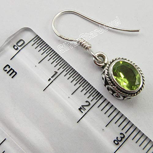 Peridot Dangling Earrings 1" 925 Solid Sterling Silver Cheapest Shipping3