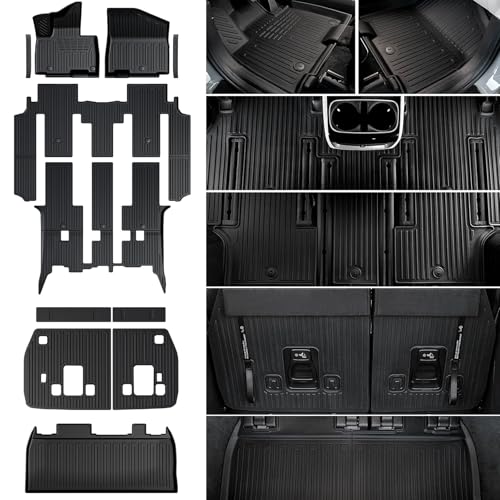 JOULARISE Floor Mats Set for 2022-2025 2026 Kia Carnival 8 Seats(Gas Only) All Weather TPE Backrest Mat Trunk Lower Well Mat Cargo Liner Door Sill Guards Accessories