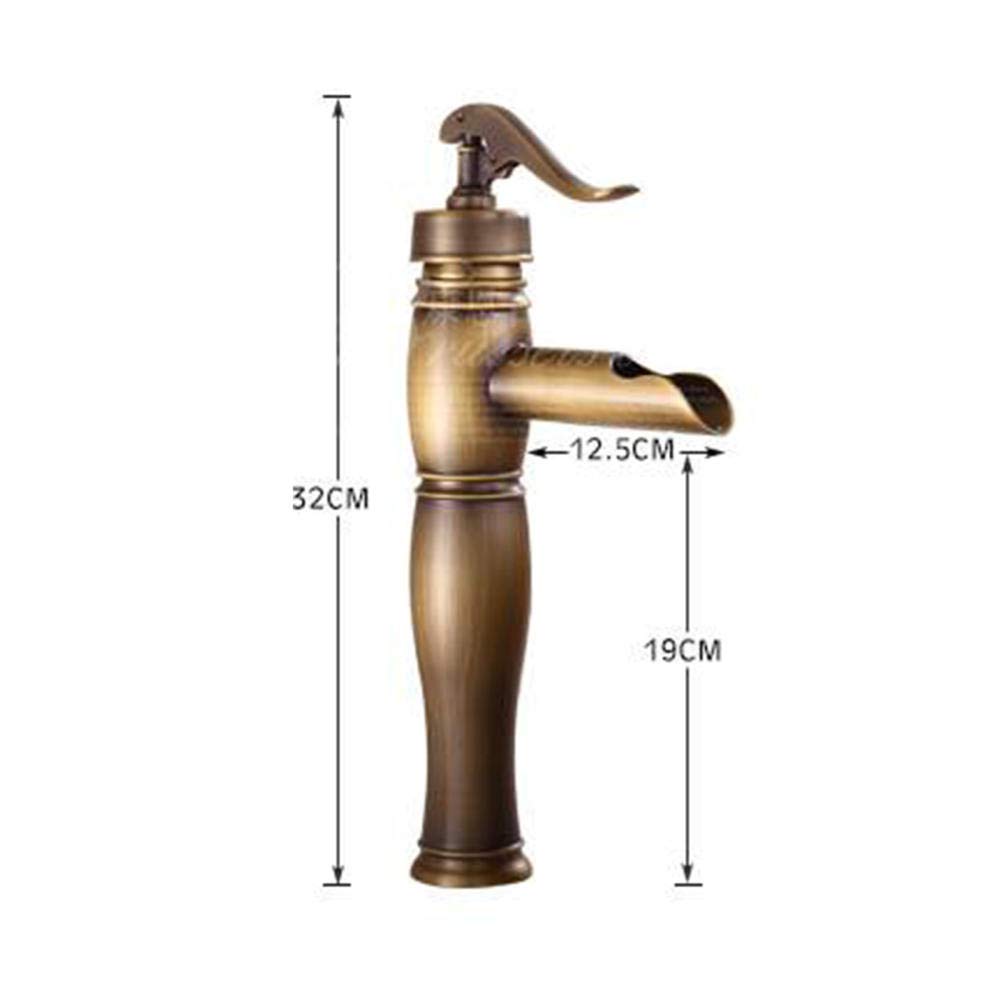 Grifo Baño Lavabo Vintage Alto Grifos de Lavabo Latón Retro Sobre Encimera Lavabo Grifo Lavabo Grifo de Baño Frío y Caliente-B