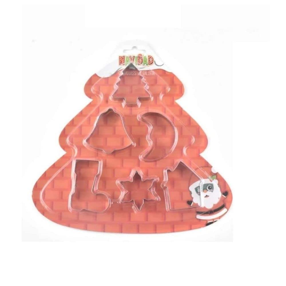 C.P Global Shop Stainless Steel Christmas Cookie Cutter 6pc Set, Santa face, Gingerbread Man, Bell, holy Cross, Shining Star, Xmas Tree