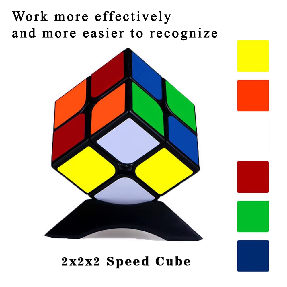 Cubo de velocidad 2x2, rompecabezas clásicos de cubo 2x2 de juguete (negro) 7