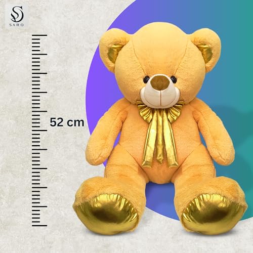 Image of SARO Soft Cute Huggable Teddy Bear with Golden Foot 52 cm | Colour Soft Toy for Girls Boys Kids Baby | Best Gift for Valentines, Birthday, Anniversary (Golden 52Cm Hight)