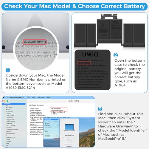 Image of A1989 Battery,A1964 A2251 Battery Replacement for MacBook Pro 13 Inch A1989 (Mid 2018, 2019) A2251 (2020) (Upgraded High Performance 11.41V 58Wh 5086mAh)