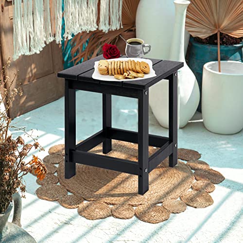 Lzrs Adirondack Square Side Table, Pool Composite Patio Table,Hdpe End Tables For Backyard,Pool, Indoor Companion, Easy Maintenance & Weather Resistant(Black) #TOP1