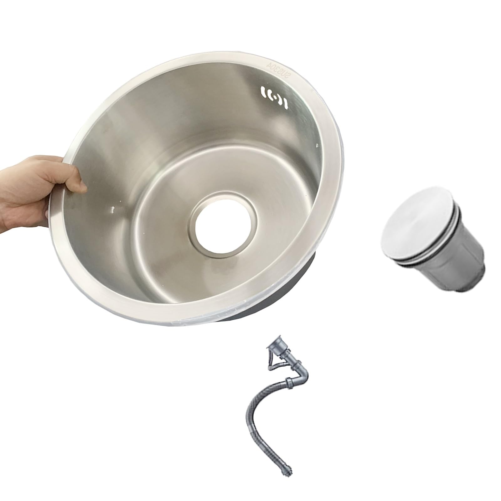 Évier de balcon et petite cuisine en inox compact et silencieux de 34 cm