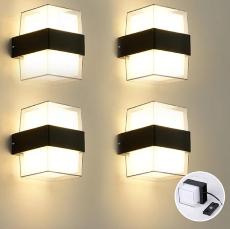 Duvar lambası Modern Led Işık 12W 3200K Gün Işığı Su Geçirmez Duvar Aplik iç&dış Mekan Aydınlatma (4 Adet)