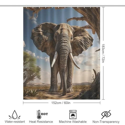 Rideau de douche anti éclaboussure ElephFourmi lavable en polyester - 4