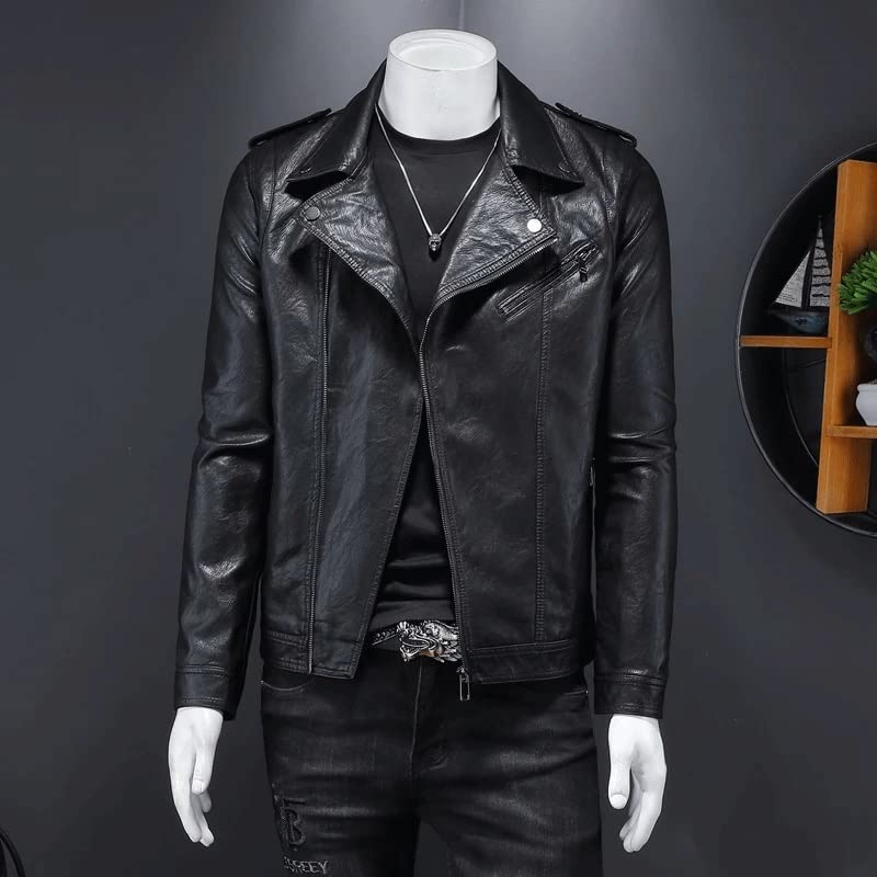 Chaqueta de cuero impermeable para hombre miniatura 3