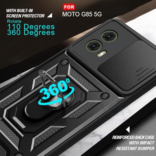 Image of AIBEX Back Cover for Motorola G85 5G | D10 Tough Armor Case | Sliding Camera Shield | 360 Protection | Kickstand Ring Holder | Military-Grade Shockproof Bumper Case