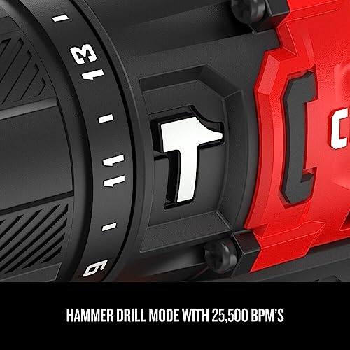 CRAFTSMAN V20 Cordless Hammer Drill Kit, 1/2 inch, 2 Batteries and Charger Included (CMCD711C2) - image 8