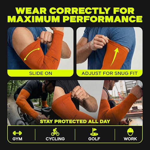Image of ARMORAY Arm Sleeves for Men or Women - Compression Warmers to Cover Tattoo - for Basketball Golf Running Football Cycling or Sun Protection