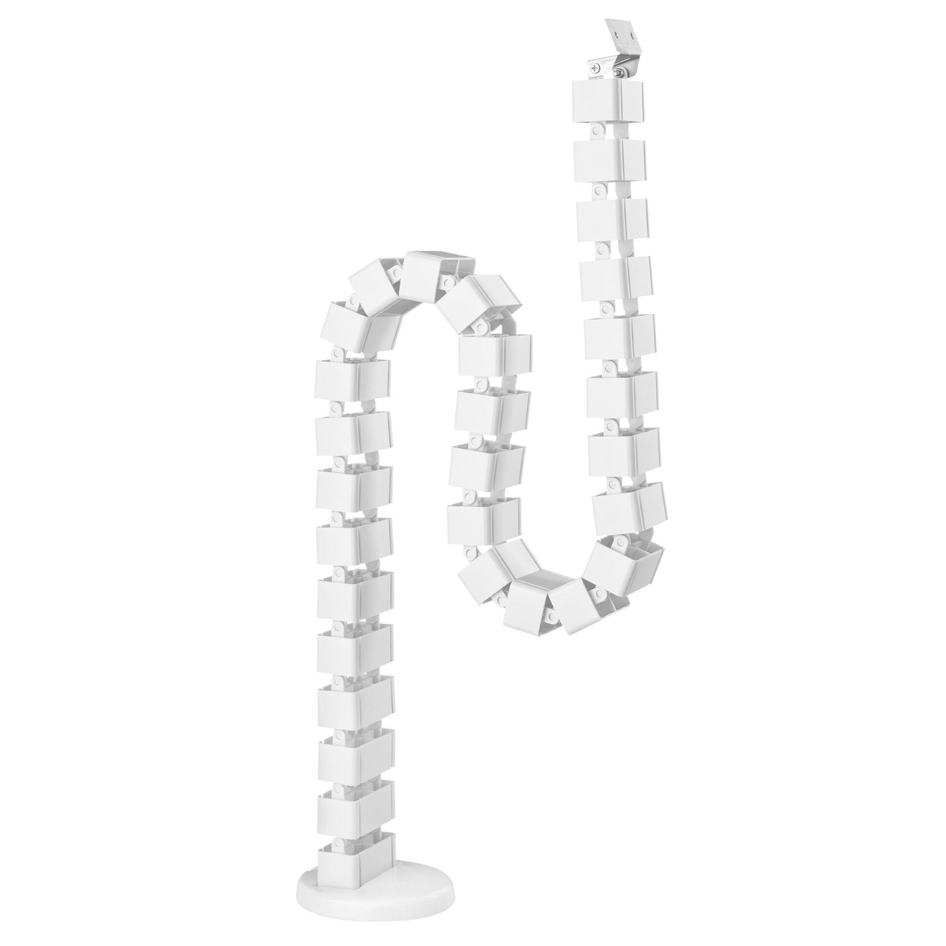 Mimoke Cable Hose for Desks Adjustable Height Flexible Cable Hose Cable Management Length Rectangular Cuba Slim Black (White, Screw Mount) - 1