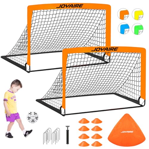 Soccer Goals for Backyard Set, Portable Kids Toddler Soccer Goal 2 of 4' x 3', Pop Up Soccer Net Soccer Training Equipment with Size 4 Soccer Ball, Carry Bag, Youth Games, Sports, Outdoor Play