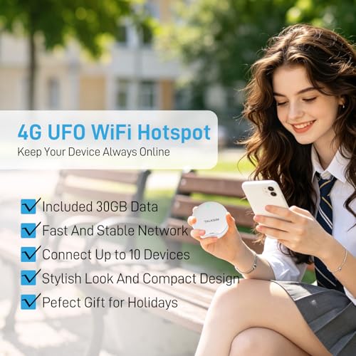 Image of UFO Mobile Hotspot Works with AT&T and Verizon(White, 30GB) | 4G LTE, Portable WiFi Hotspot MiFi Device with Carrying Case, Connected 10 Devices, USA Coverage, No Contract