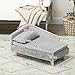 PawHut Hundesofa für mittelgroße Hunde, Hundebett mit abnehmbarem und waschbarem Kissen, Haustiersofa mit Holzbeine, mit Erhöhtem Design, 15 kg, Hellgrau
