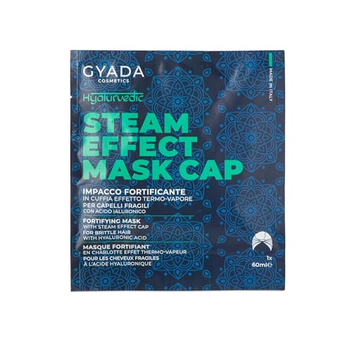 GYADA COSMETICS, Hyalurvedic Impacco Ayurvedico in Tessuto Fortificante, Trattamento Professionale con Cuffia a Effetto Termico, per Capelli Fini e Deboli, con Methi, Maca, Hennè Neutro, 60 ml