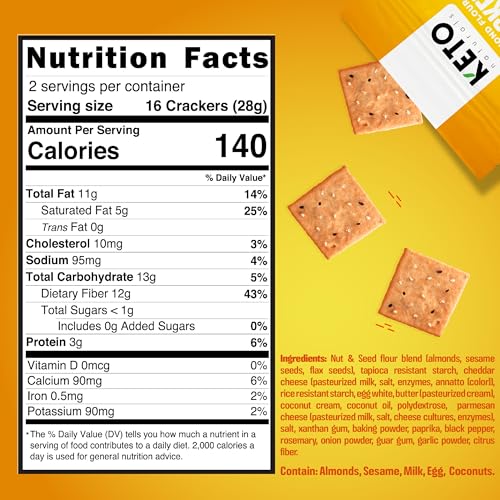 Image of Keto Crackers low carb crackers (Cheddar and Onion) Keto friendly snack crackers almost zero carb no sugar (3 Pack) almond flour healthy snack absolutely gluten free crackers paleo snack friendly
