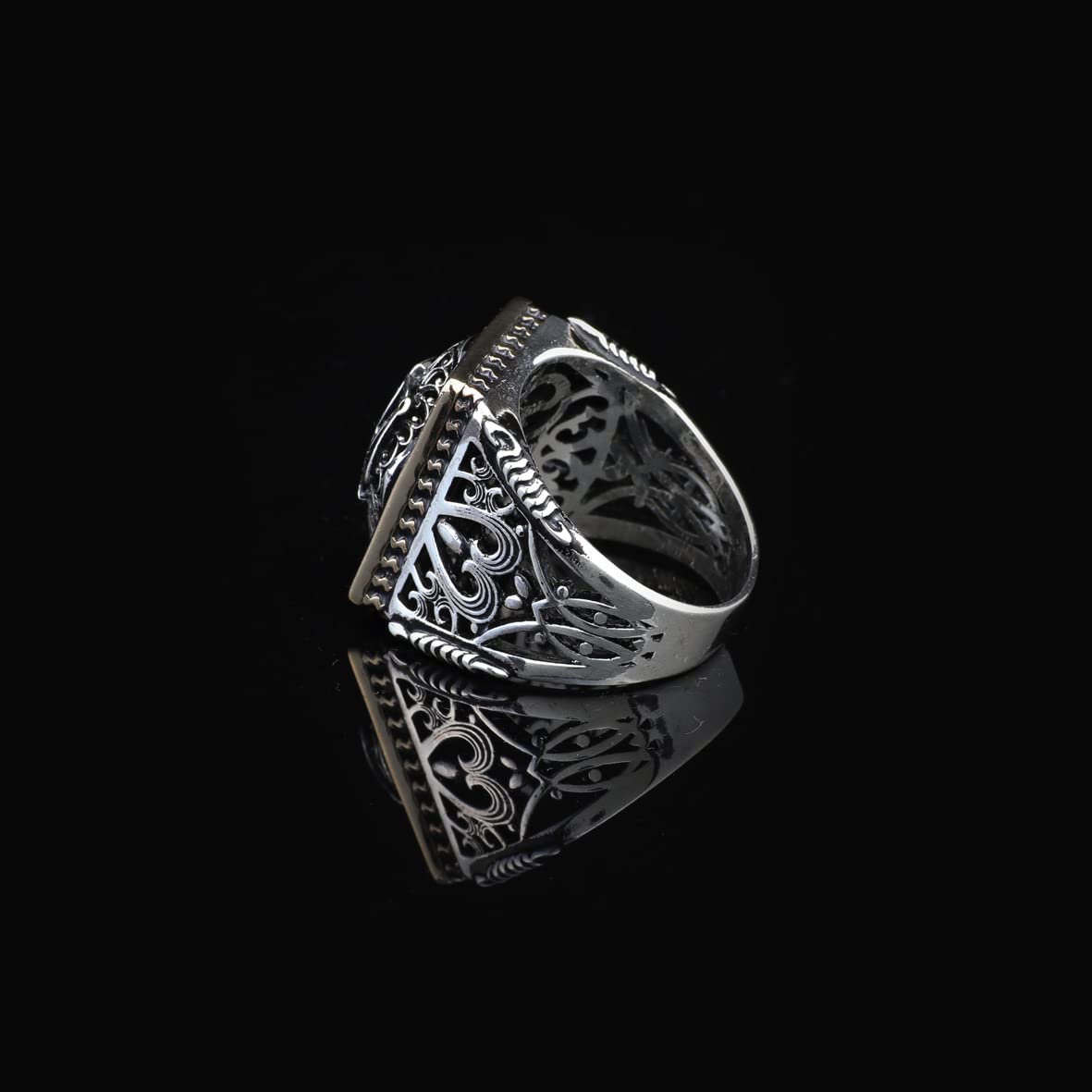 Anello Libra in Argento 925 per Uomo – Stile Vintage, Inciso a Mano, Lucido – Anello con Sigillo per Avvocato con Panno per la Pulizia dell’Argento Adeau (35)
