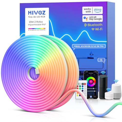 Opiniones de Mangueras de luces LED los mejores 10. 47 Tira Led Neon RGB WiFi 20M Luces Para Cuarto Luz Compatible con Alexa Google Home Flex Tiras Manguera Impermeable Halloween Led Lights Inteligente Exterior Dinamica Habitacion...