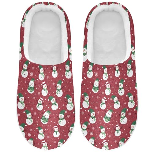 Fuzzy Memory Foam Slippers for Women/Men Snowmen Pattern Fluffy Winter House Shoes Indoor and Outdoor2