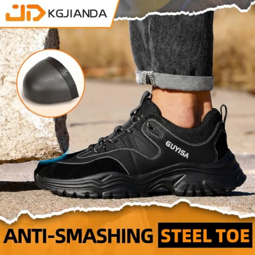 Image of Steel Toe Shoes for Men, Lightweight Safety Work Shoes, Breathable Puncture-Resistant Work Shoes for Warehouse, Factory and Light Construction