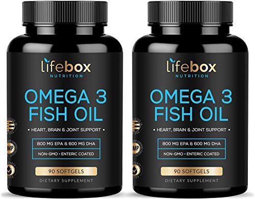 Omega 3 Fish Oil 2000mg - 800mg EPA and 600mg DHA - Enteric Coated & Burpless for Easy Digestion Without Fishy Aftertaste - NSF Certified, 3rd Party Lab Tested & Non-GMO - 180 Softgels Omega 3 Fish Oil 2000mg - 800mg EPA and 600mg DHA - Enteric Coated & Burpless for Easy Digestion Without Fishy Aftertaste - NSF Certified, 3rd Party Lab Tested & Non-GMO - 180 Softgels