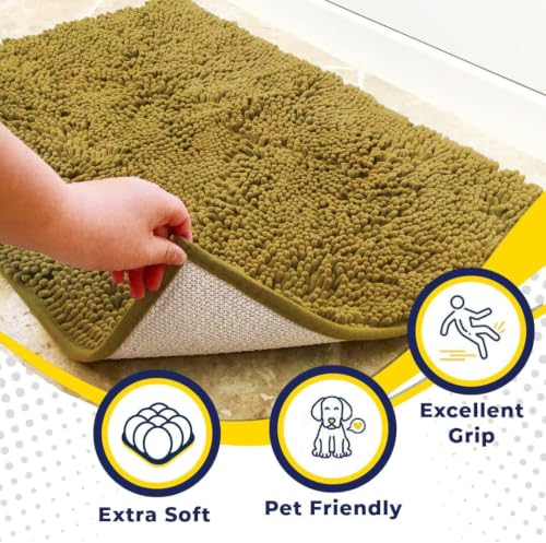 Image of Muddy Mat | Super Water Absorbent Door Mat Indoor, Microfiber Quick Dry Chenille Entryway Rug, Slip Resistant Front Door Mat, Indoor Mats for Entryway, Machine Washable Pet Rug, Mustard 19 inch x 30 inch