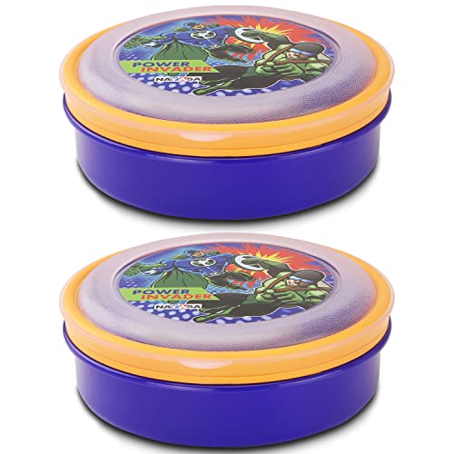 Image of Nayasa Spill Guard No.1 Regular Round Plastic Lunch Box | Pack of 2 | Airtight & Leakproof Lids | Light Weight | Easy to Carry | Ideal for School Going Kids | Blue
