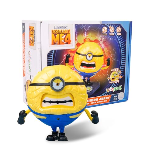 YOLOPARK Despicable Me 4 Toys, 4.7 Inch Minions Mega Jerry Action Figures, 360° Rotatable Body with 3 Changeable Facial Expressions Minion Model Kits, Gifts for Kids Ages 8 Years & Older
