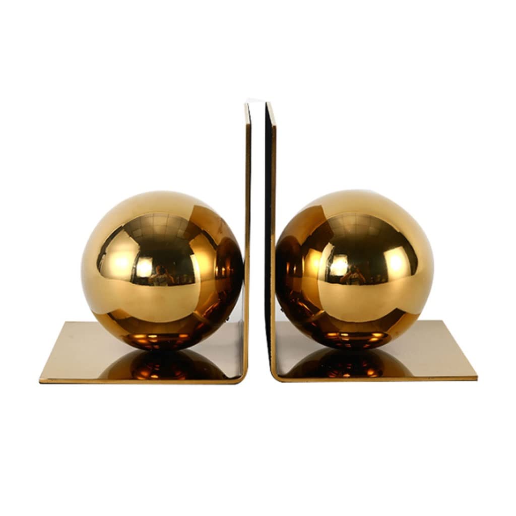 Book Ends 2Pcs Metal Ball Bookends Desktop Organizer Book Ends Support Stand Holder Shelf Bookend Home Office Gift Accessories For Home Office