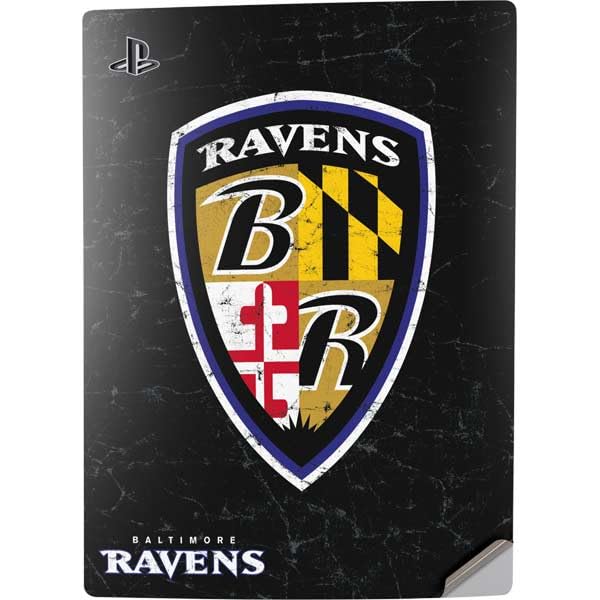 Skinit Decal Gaming Skin Compatible with PS5 Digital Edition Console - Officially Licensed NFL Baltimore Ravens - Alternate Distressed Design