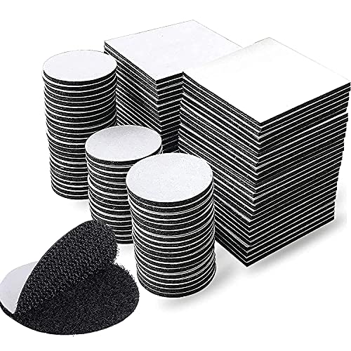 50 PCS Double Sided Hook Loop Tape Pads Black Squares and Round Extra Strong Adhesive Mounting Pads Stickers Foam Tape Stick on Self Adhesive for Walls and Floor Door Plastics Glasses Metals
