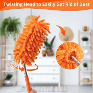 Mini Duster for Cleaning, 360 Bendable Hand Dusters with Extension Pole, Washable Small Duster for Car Interior, Office, Furniture