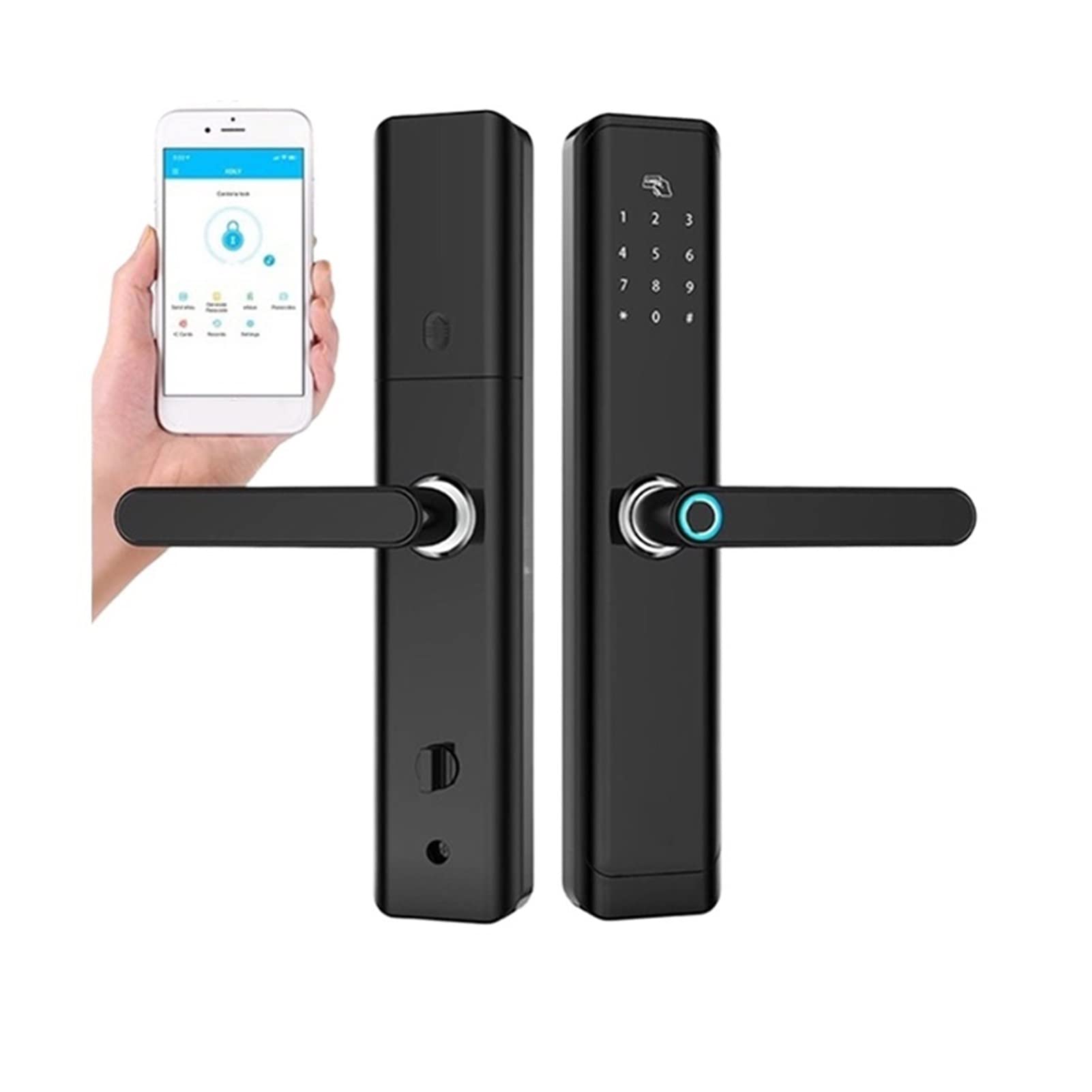 DRAUXI Fingerprint Door Lock,Waterproof Bluetooth Electronic Door Lock Intelligent App Biometric Door Lock Smart WiFi Fingerprint Lock Home/Bedroom/Office