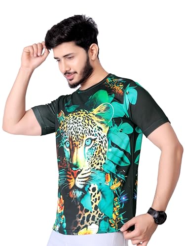 Image of Vintage Animal T Shirt for Men 3D Fierce Leopard Print T Shirt /Summer Short Sleeve Holiday T-Shirts Loose Clothing O-Neck Pullover /Cheetah Printed Attractive T Shirt