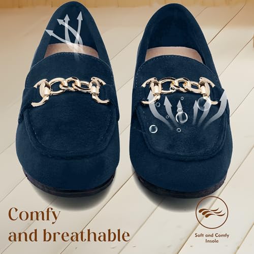 Image of ABEJOJO Women's Loafer Shoes, Comfortable Slip on Casual Flat Penny Shoes for Walking, Driving, Dressy