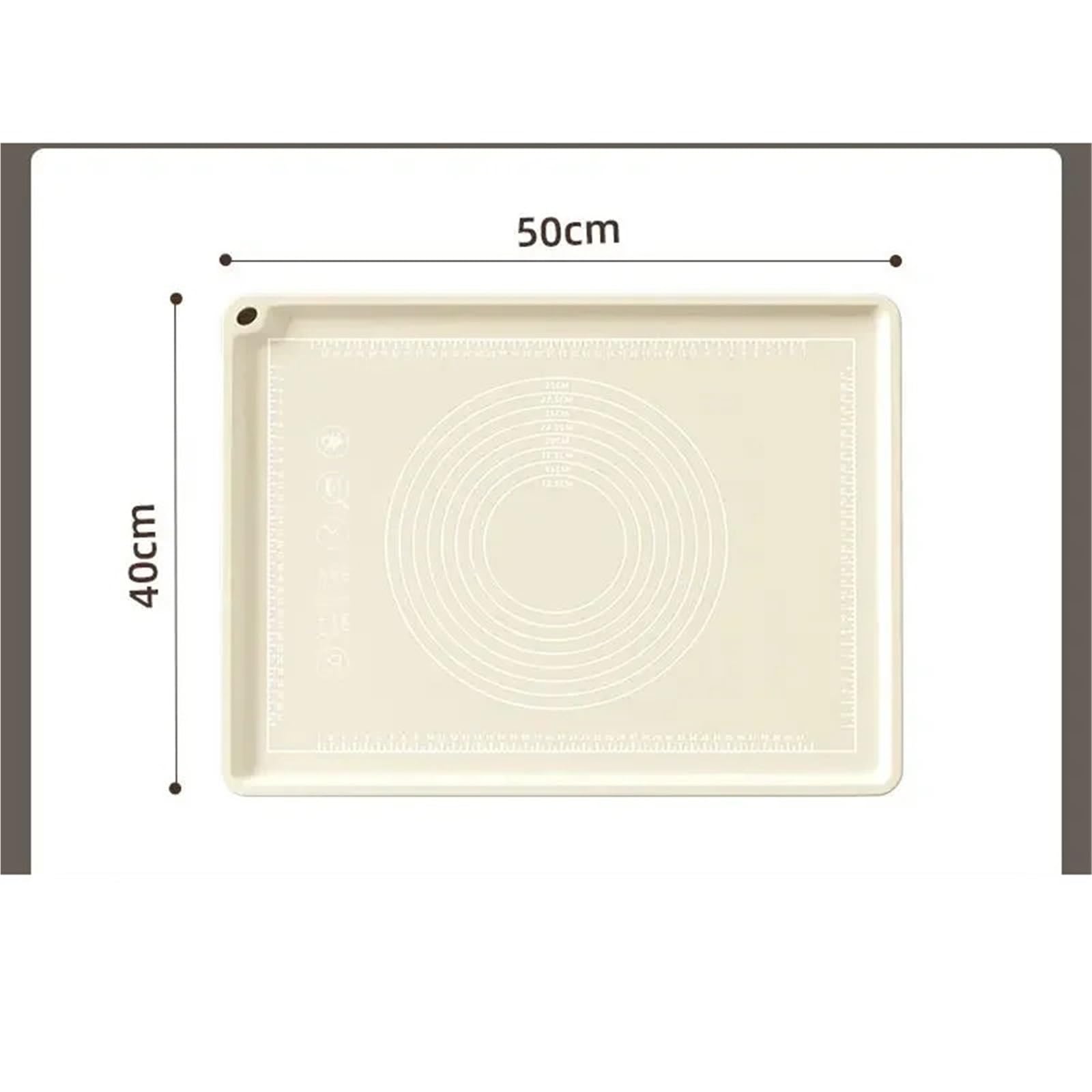 Backunterlagen Verdickte, antibakterielle Silikon-Knetmatte, Küchenunterlage, Schneidebrett, Teigausrollmatte, Backmatte(40x50cm-Off white)
