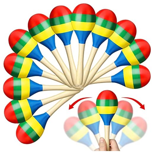 20 Pcs 7.87 Inch Maracas Wooden Rumba Shaker Hand Percussion Rattles Mexican Wood Maracas for Adult Kid Professional Painted Musical Instrument with Salsa Rhythm for Party Favor Game (Colorful)