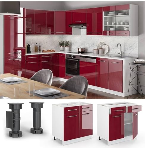 Image of ONETON Glossy Maroon Contact Paper Decorative Self Adhesive Counter Top Peel and Stick Wallpaper for Kitchen Cabinets Shelf Drawer Liner Desk Dresser (Maroon Glossy WP, 12x120 inch)