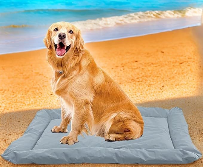 JIAMIAN Hundedecke für Unterwegs, Hundedecke für Faltbar, Hundedecke Wasserdicht, Orthopädisches Hundebett, Indoor und Outdoor, Große und mittlere Hunde (Grau)