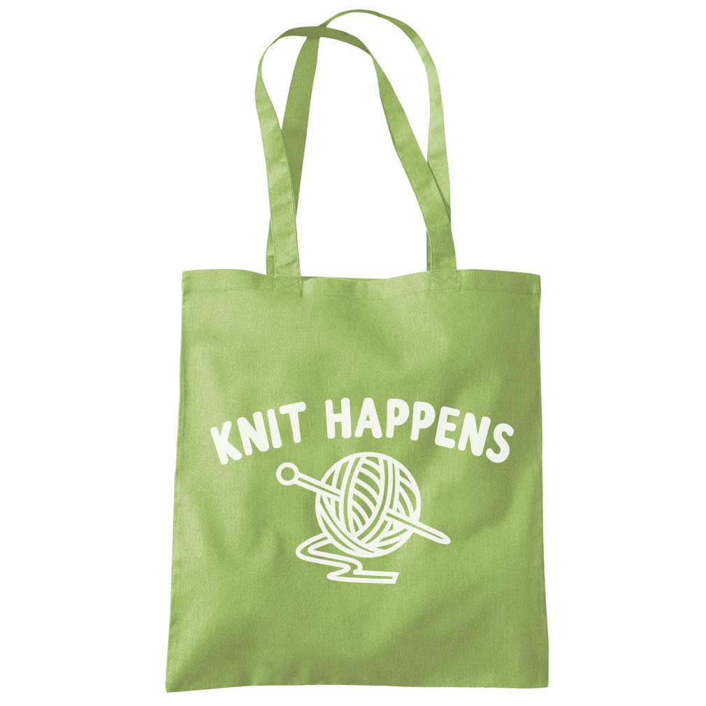 HotScamp Knit Happens - Tote Shopping Bag - Knitter Knitting One size kiwi green