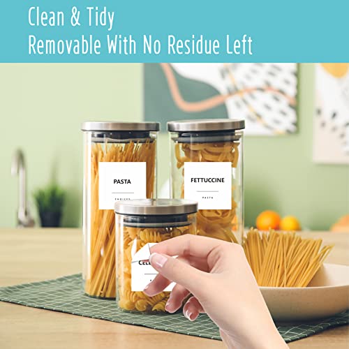 234 Minimalistische Keuken Pantry Voedsel Etiketten, 216 Voorgedrukte Meel Pasta Erwten Cacao Kruiderij Olie Stickers, 18 Lege, Waterdichte Olie & Scheurbestendig, Geen Residu voor Voedselcontainers Potten - Image 5