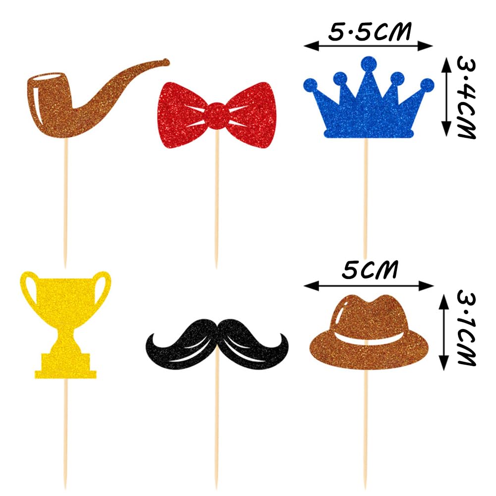 MEZHEN Father's Day Cake Decoration Set - 37 Paper Cake Toppers & Decorations - Blue, Red - Image 3