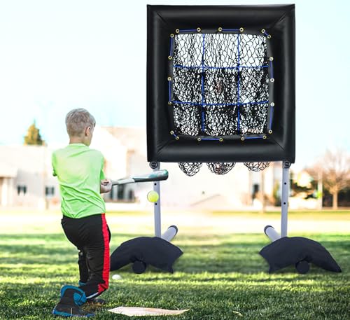 9 Hole Softball Baseball Pitching Hitting Target Net with Strike Zone Softball Baseball Batting Practice Net for Hitting Pitching 9 Pocket Pitching Hitting Batting Nets for Baseball Softball Practice