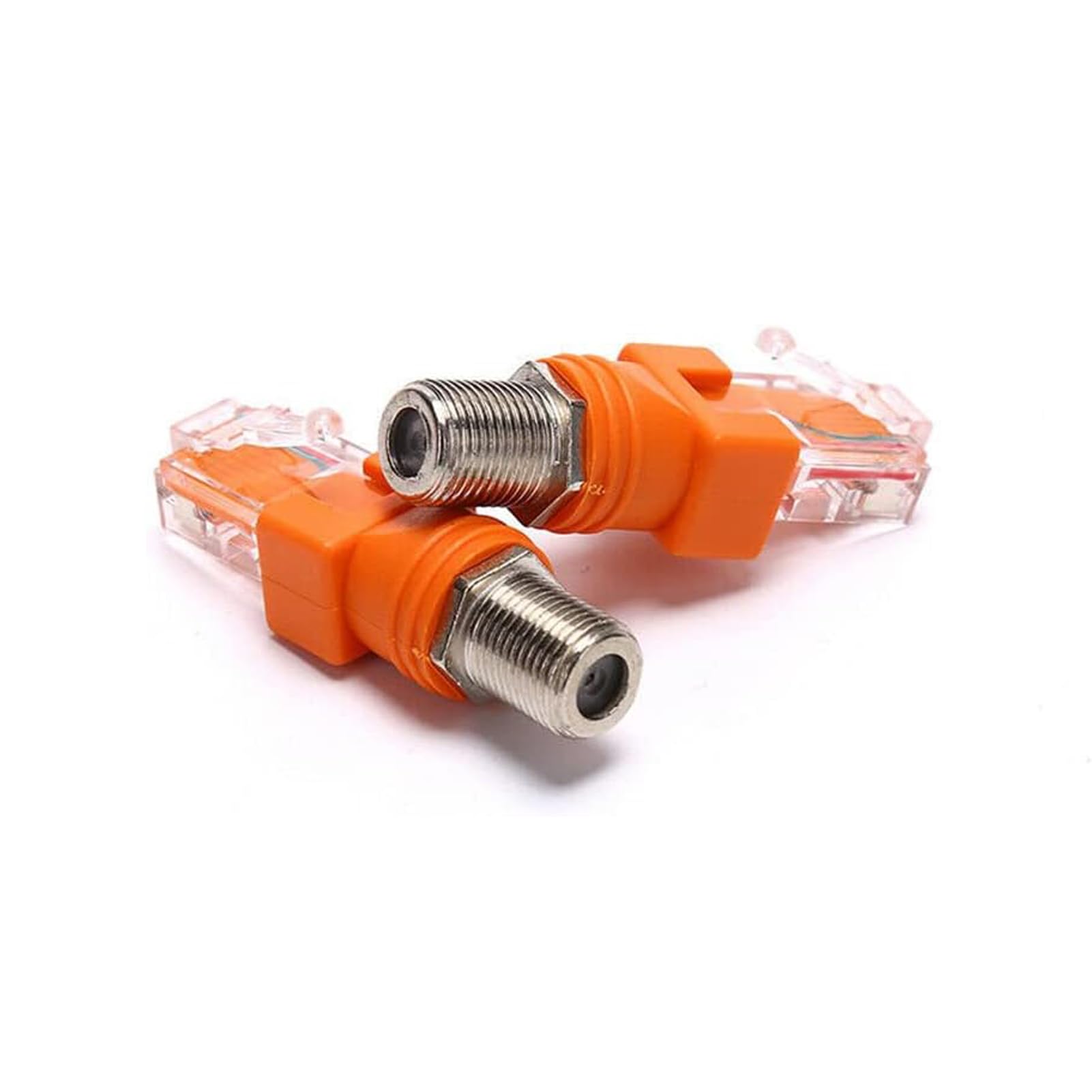 Elecbee 2-Pack RJ45 to F Coaxial Connector Adapter - RF to RJ45 Converter and Straight Connector for Line Tester and Finder