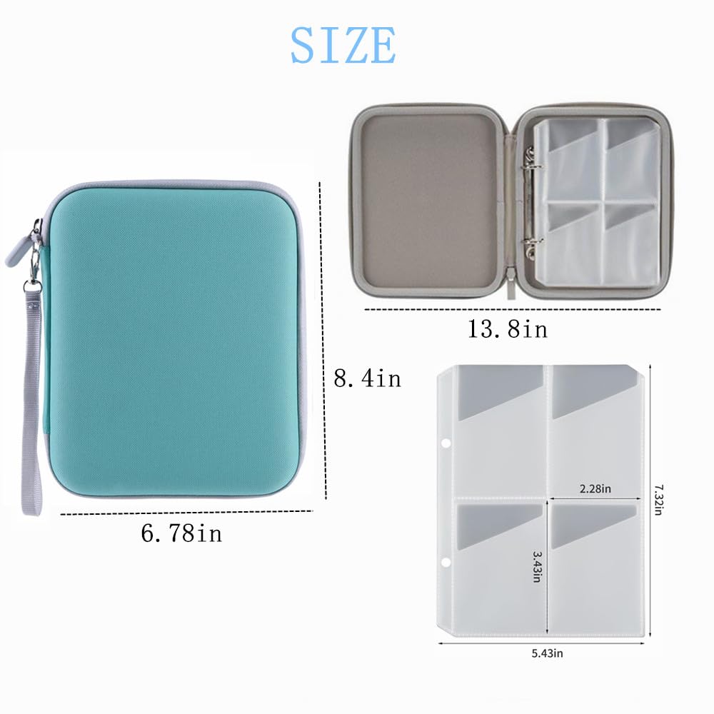 ANIXITECH 4 Pocket Card Case for 80 Yoto Cards, EVA Portable Folder for Yoto Storage, Cyan