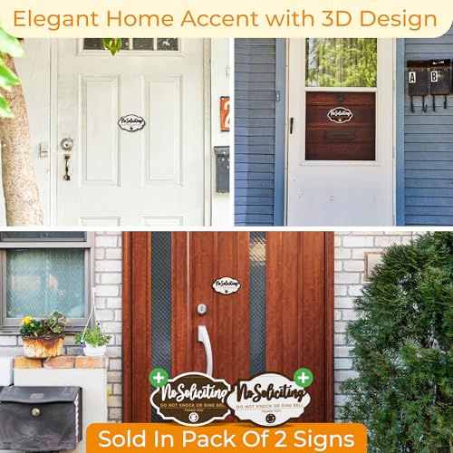 Image of Woodamore No Soliciting Sign For House Door - 2 Pack Do Not Knock Or Ring Doorbell Signs For Front Door Hanging, No Soliciting Signs For Home, No Solicitors Sign For Office