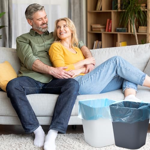 Image of Hoolerry 9 Pieces Garbage Can 2 Gallon Small Trash Cans Bulk Bathroom Trash Bin Plastic Wastebasket Square for Bedroom Slim Bathroom Trashcan Small Container for Kitchen Office Home(Multicolor)