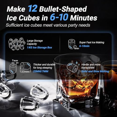 Máquina Fabricadora de Hielo 3 en 1 para Encimera Negra miniatura 5